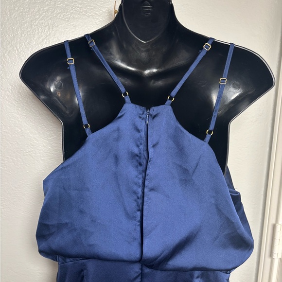 Lulu's Navy Satin Ruffle Mini Dress - Picture 14 of 15